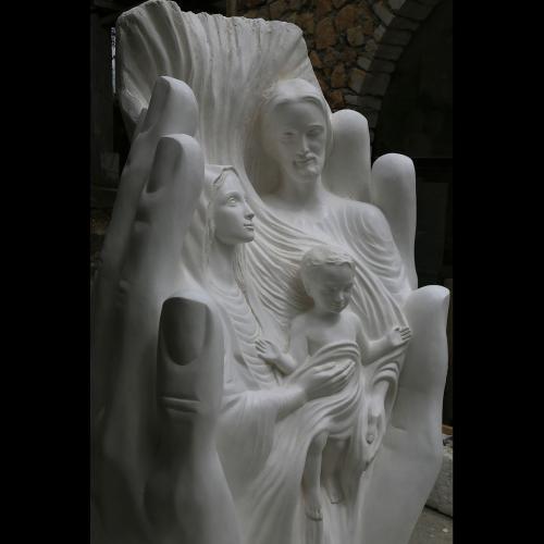 Sainte Famille  (détail) sculpture de Maria de Faykod